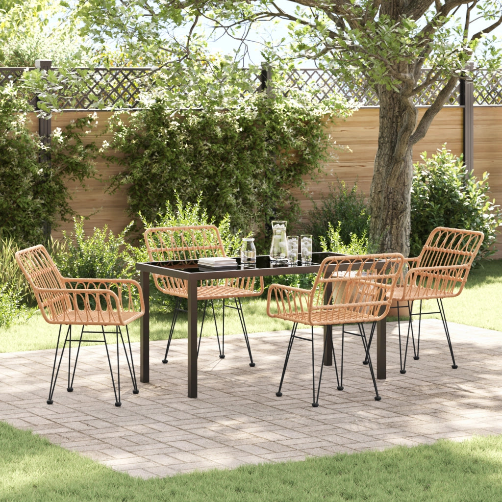 Set da pranzo in giardino 5 pezzi in polyrattan marrone