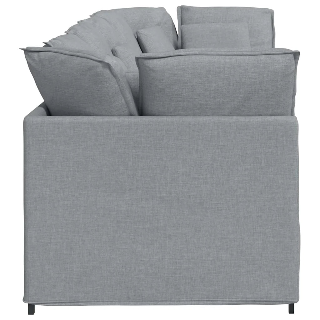 Divano Modulare con Cuscini in Tessuto Grigio Chiaro 3321267