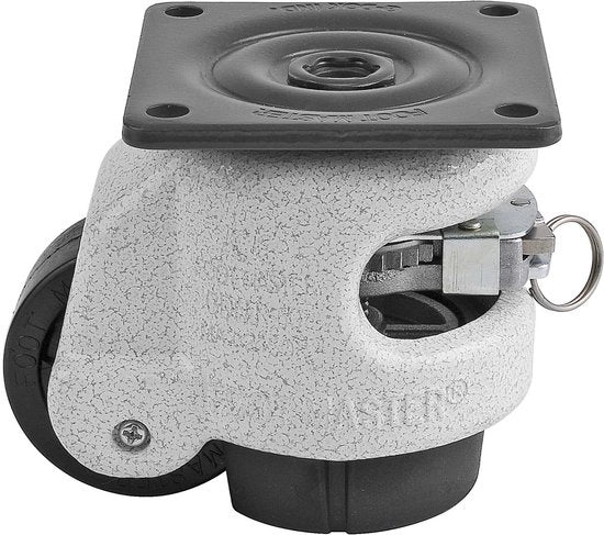 Regolatore di inclinazione per ruote con piastra in nylon e gomma NBR, 250 kg, piastra superiore 7,2 x 7,2 cm, fori di viti 7,4 x 7,4 cm, ivoore.