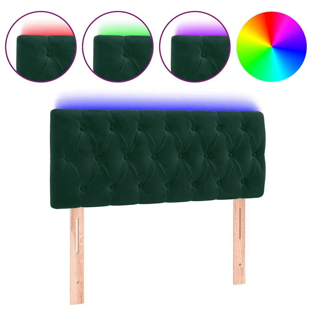 Testiera | Testata a LED Verde Scuro 100x7x78/88 cm in Velluto