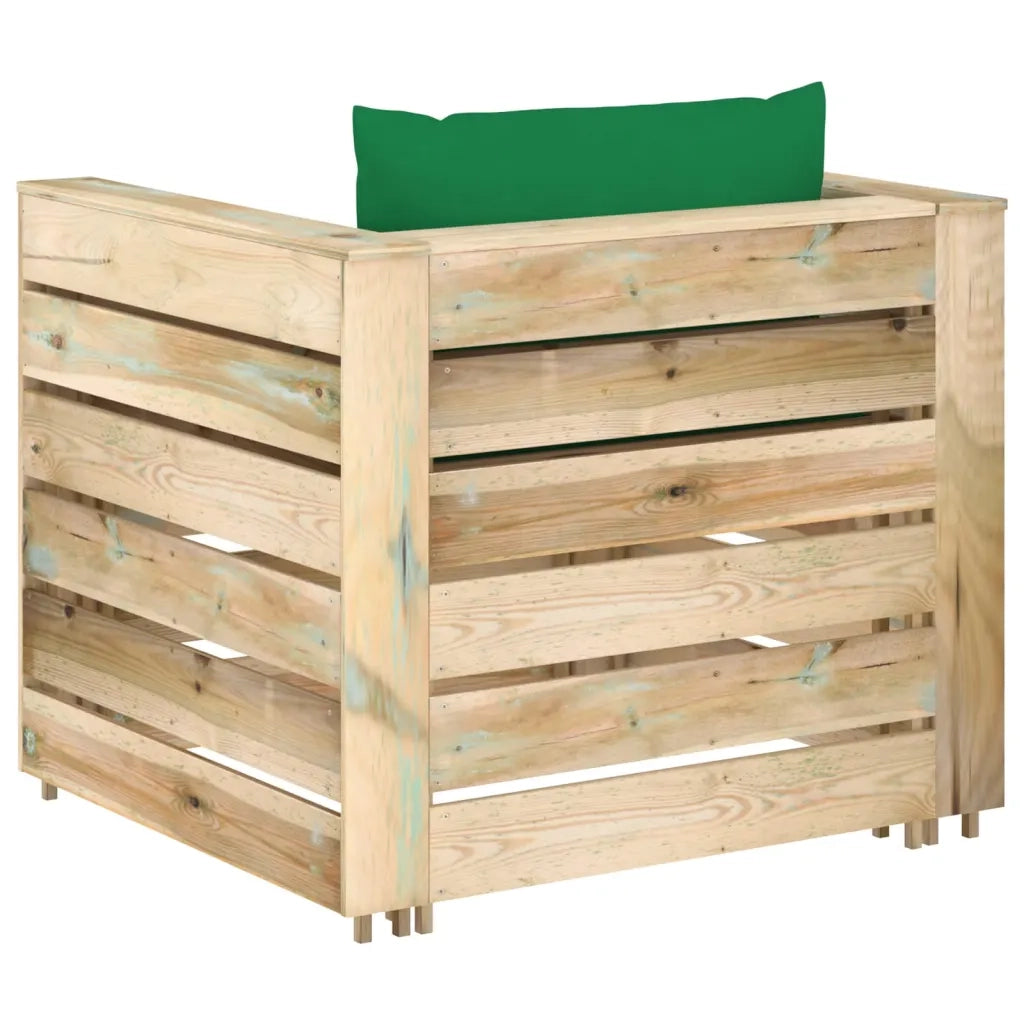 Set Salotto da Giardino 2 pz | Set di Mobili da Esterno con Cuscini Legno Impregnato Verde