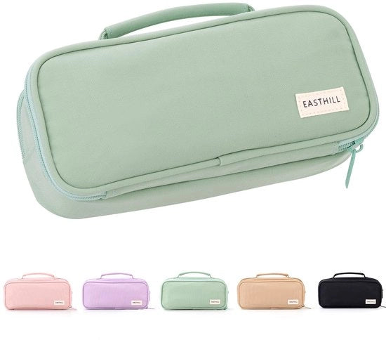Etui per matite, penna e canapa con impugnatura, attrezzatura scolastica per ragazze - verde