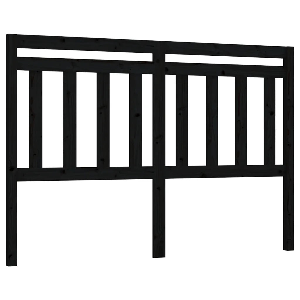 Testiera per Letto-Testata-Testiera Decorativa Nera 146x4x100 cm in Legno Massello di Pino 493399