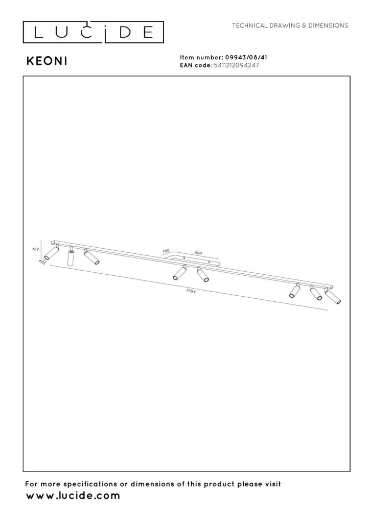 Faretto da soffitto KEONI 8xG9 beige alluminio Lucide