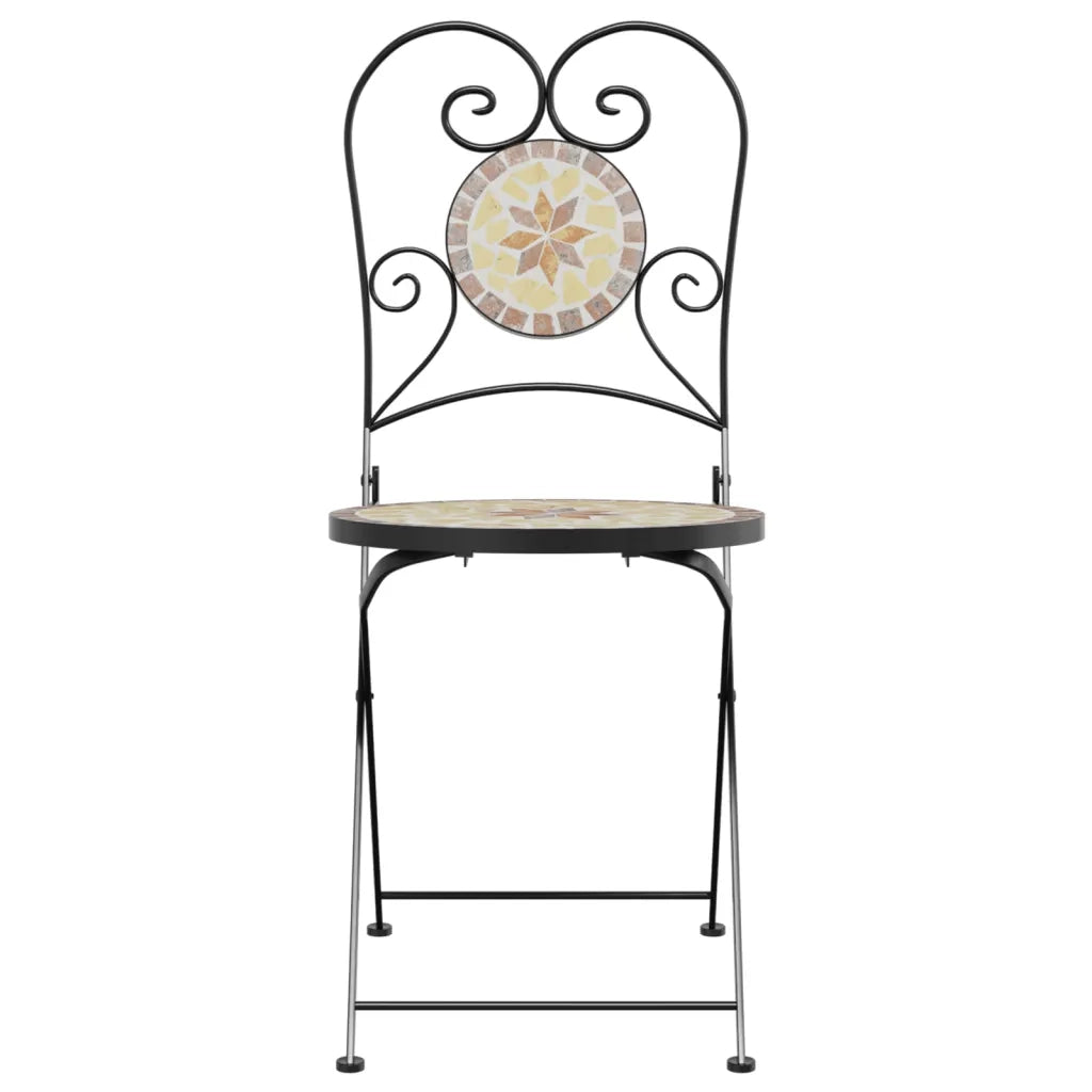 Sedie da Bistrò Pieghevoli 2 pz Terracotta e Bianco in Ceramica 4003407