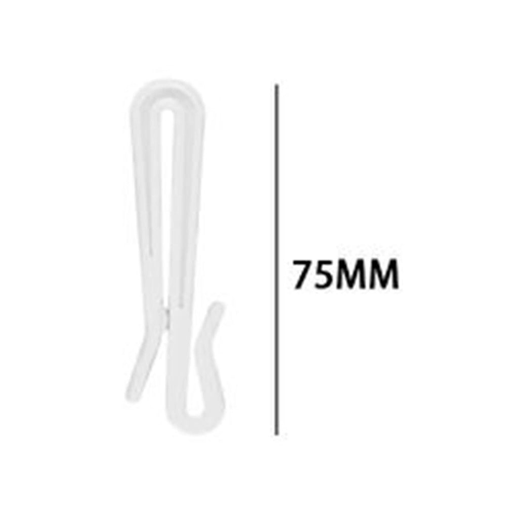Trade Shop - Set Ganci Per Tende A Pieghe Regolabile In Plastica Bianche Lungo 75 Mm Casa Bagno 87354 -