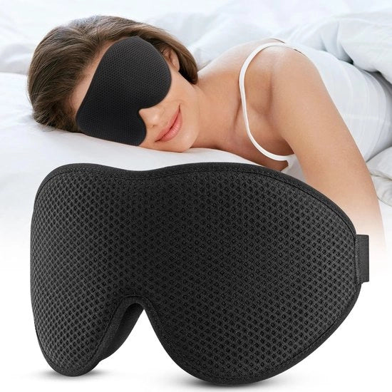Schiacciapatatie 3D Mesh | Adattivo e Comodo | Per Uomini e Donne | Occhiali da Sonno Black-out per Viaggi e Yoga
