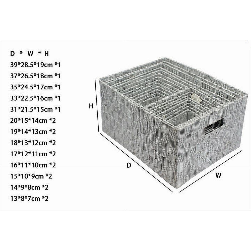 Trade Shop - Set 21pz Scatola In Tessuto Portaoggetti Organizer Con Manici Grigio Chiaro 79084 -
