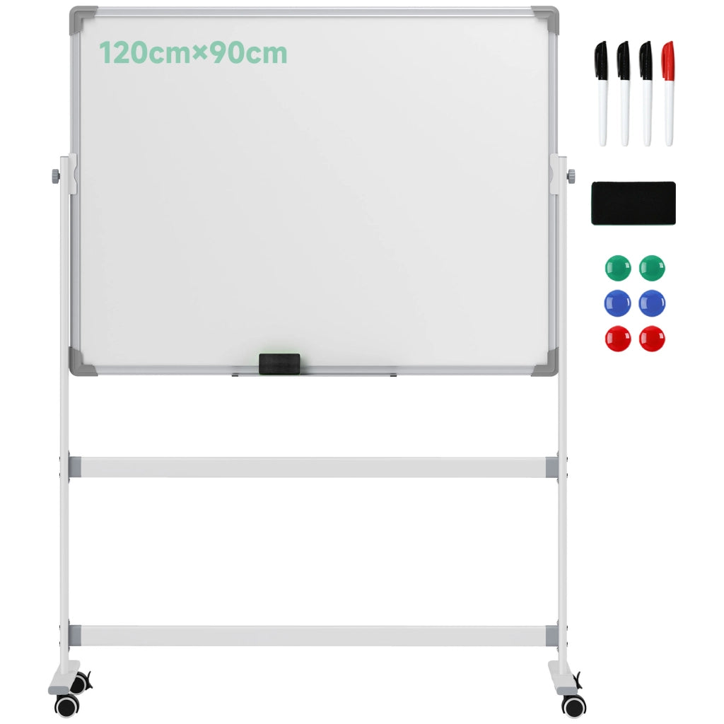 Lavagna magnetica a 2 facce ¨C zephmum ¨C bianco, alluminio e acciaio, 127x50x165 cm