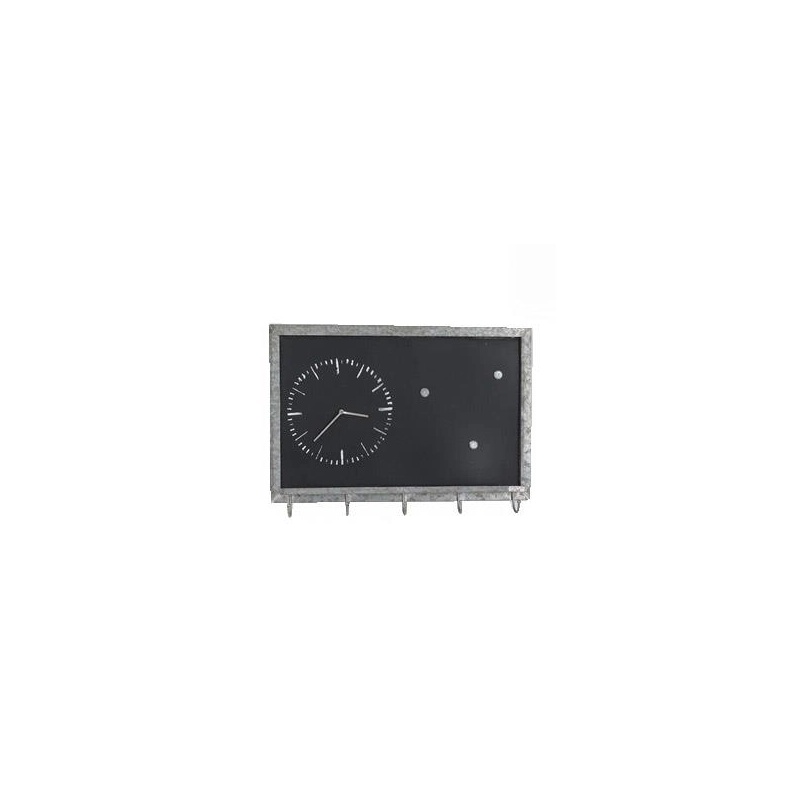 Lavagna metallo con orologio e portachiavi 5 posti cm63x46x9
