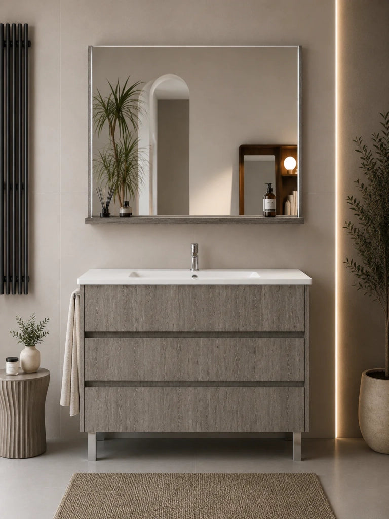 Mobile bagno con lavabo ORIGENBATH IMPERIA senza specchio 80x40 cm rovere smoky