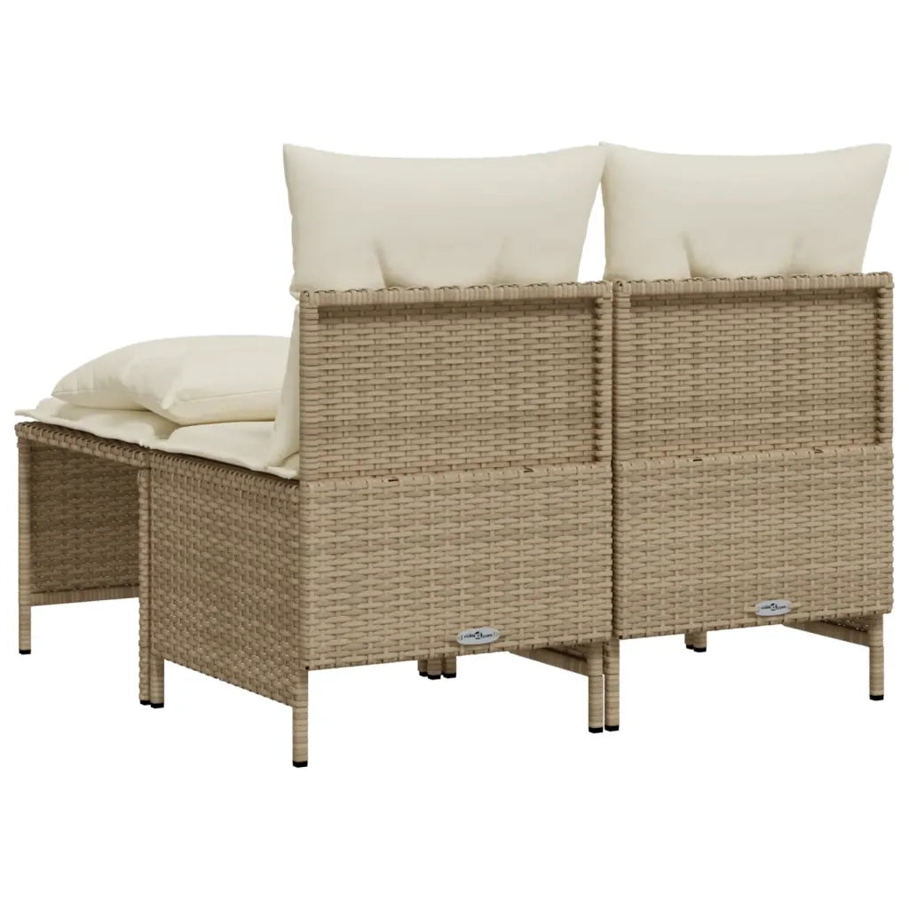 Set Divano da Giardino 4 pz | Set Salotto da Giardino con Cuscini Beige in Polyrattan