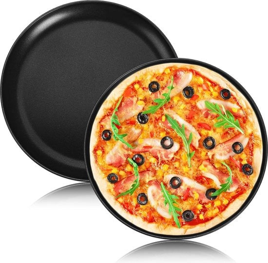 Impasto in acciaio inossidabile a forma rotonda per pizza da 26 cm, rivestimento antiscivolo, cottura e servizio, non tossico, salutare, sostenibile, facile da pulire