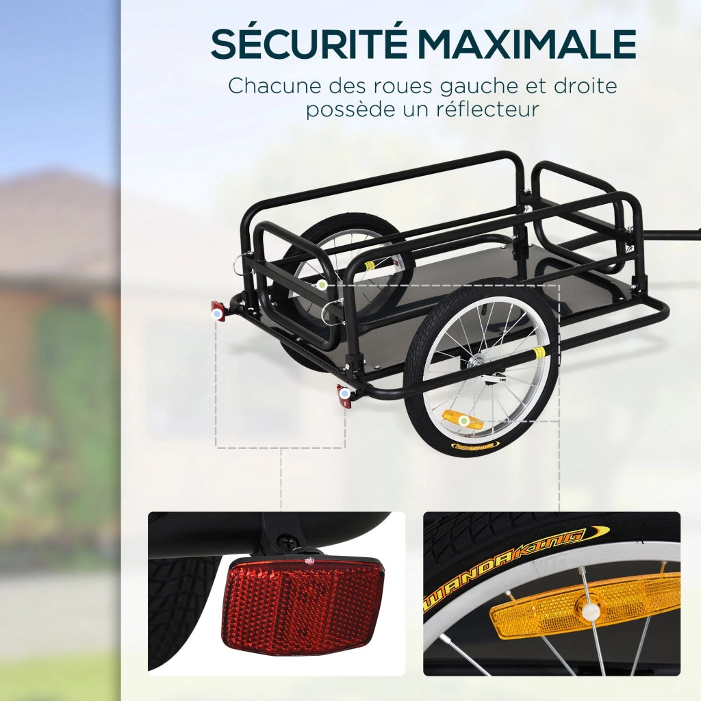 Rimorchio per bicicletta ¨C Zephmum ¨C Nero acciaio 139x71.5x49 cm