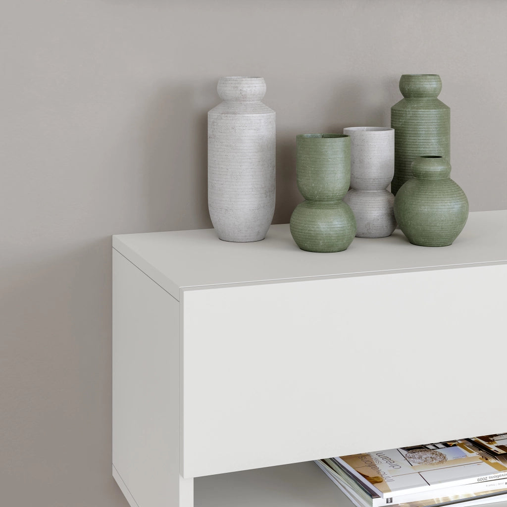Mobile Porta TV Halmstad da Parete con Ante a Ribalta 140 x 31 x 30 cm - Bianco [en.casa]