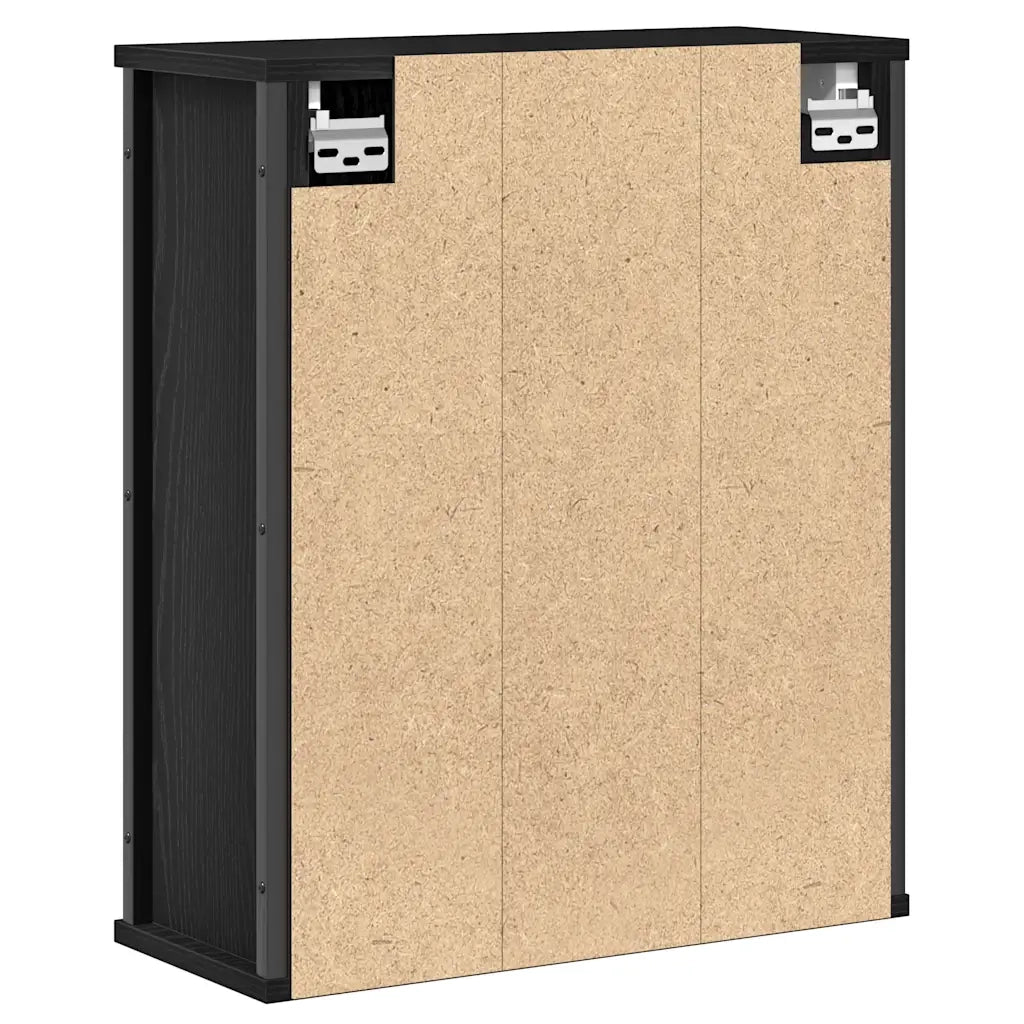 vidaXL Pensile da Bagno con Specchio Rovere Nero 50x21x60 cm