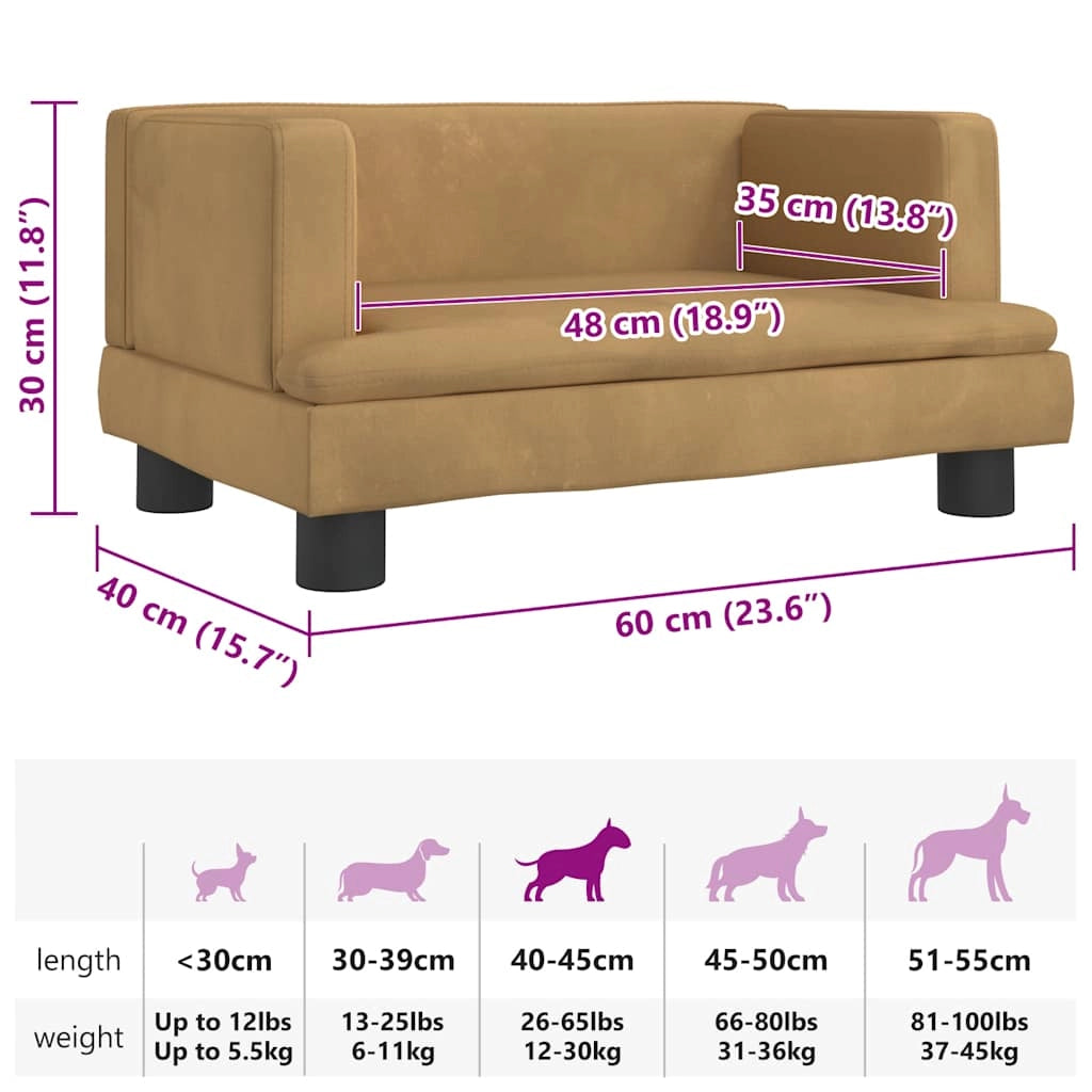 Cuccia per cani a forma di cesto comoda 60 x 40 x 30 cm velluto marrone 02_0042728