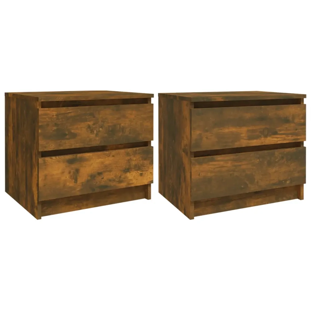 Set di 2 Comodini | Armadio da Notte | Mobiletto da notte Rovere Fumo 50x39x43,5 cm in Legno Multistrato