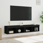 Mobili Porta TV con Luci LED 2 pz Neri 80x30x30 cm 837144