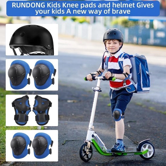 Kit di protezione per bambini, protezione per gomito, protezione per polso (protezione per ginocchio, per skateboard, pattini a rotelle, bicicletta, sport)