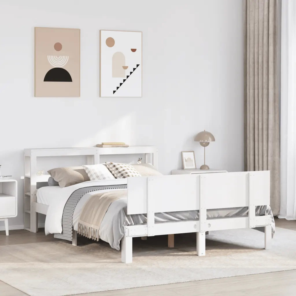 vidaXL Giroletto con Testiera Bianco 120x190 cm Legno Massello di Pino