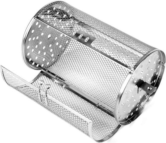 Griglia in acciaio inossidabile per forno, cestello rotante per fagioli e piselli - accessori per barbecue 22 x 12 cm.