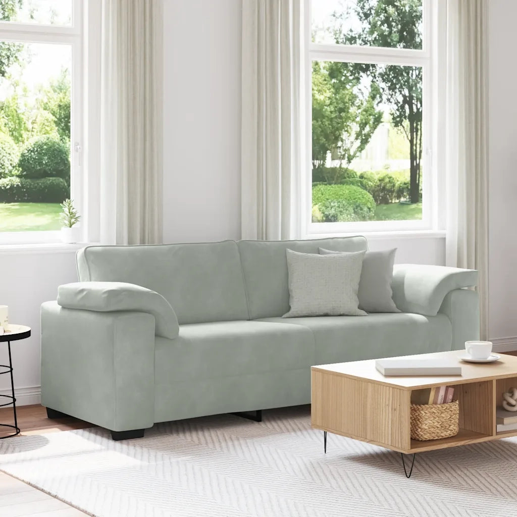 Divano a 3 Posti Grigio Chiaro 220x77x82 cm in Velluto 4105277