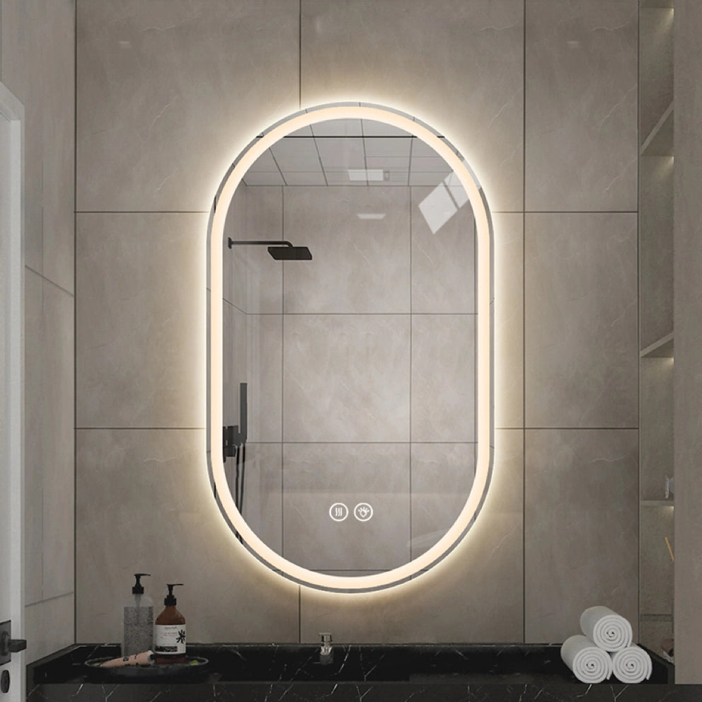 SPECCHIO BAGNO LED 60x90 cm Argento Anticondensa Touch