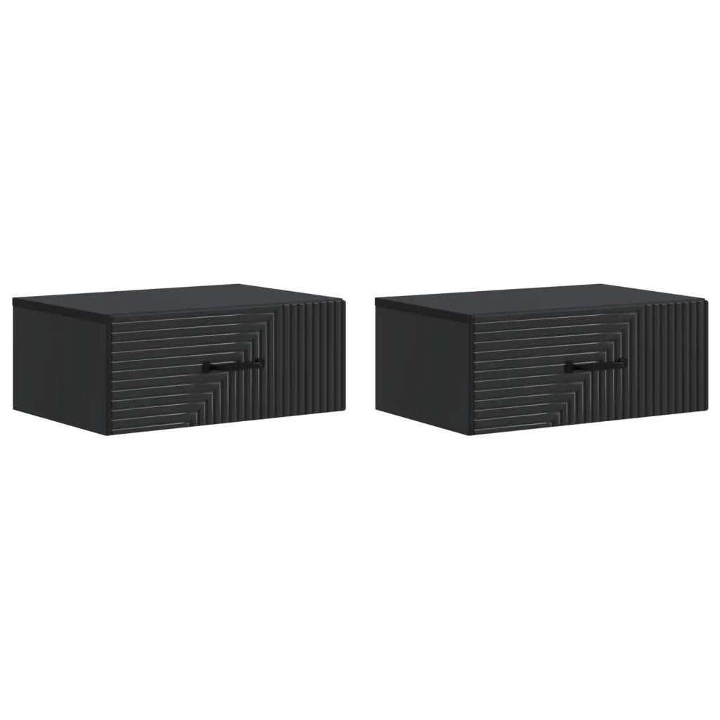 Mobiletto da notte a muro 2 pcs Nero 49 x 34,5 x 20 cm