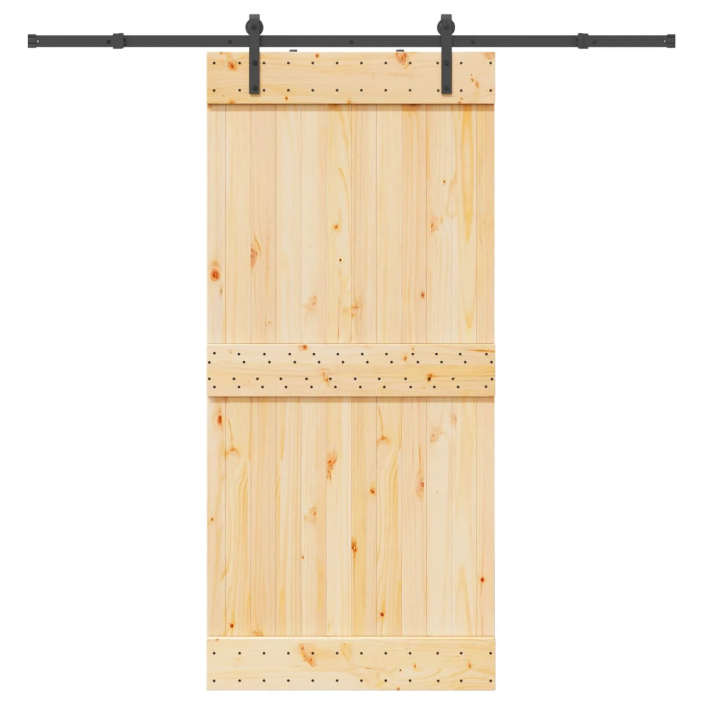 Porta scorrevole NARVIK Naturale e Nero 95 x 210 cm (213,5 cm) 3445261