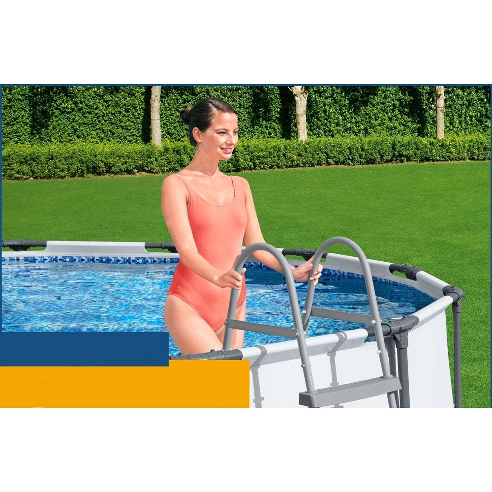 Trade Shop - Scala Da Piscina Fuori Terra 84cm Scaletta Sicurezza 2 Gradini Plastica Resistente 58430 -