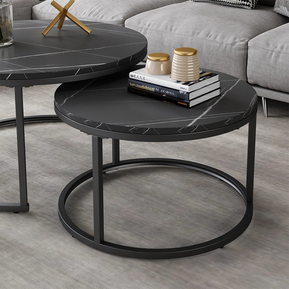 Vicco Set di tavolini Nero 77 x 40 cm 2 parti