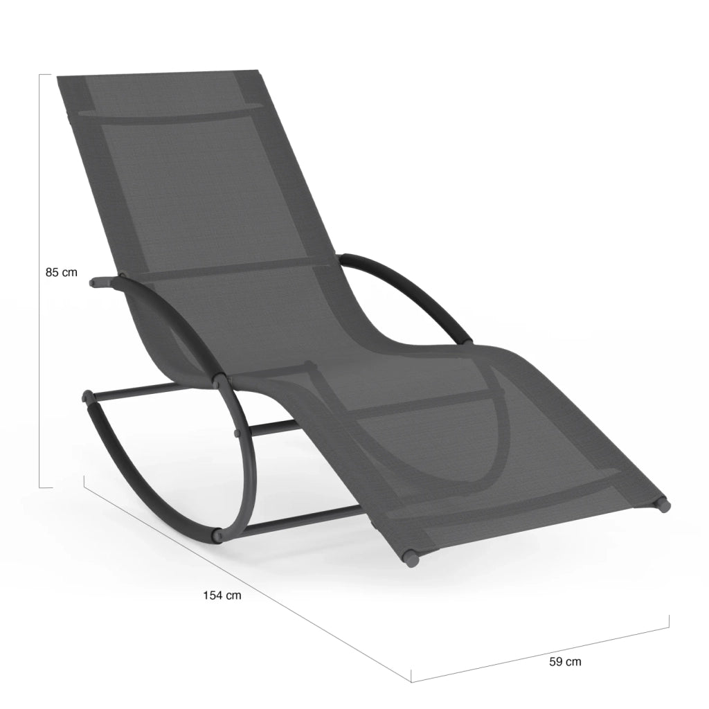 IDMarket - Set di 2 sedie a dondolo da giardino MALAWI in tela grigia e grigio antracite
