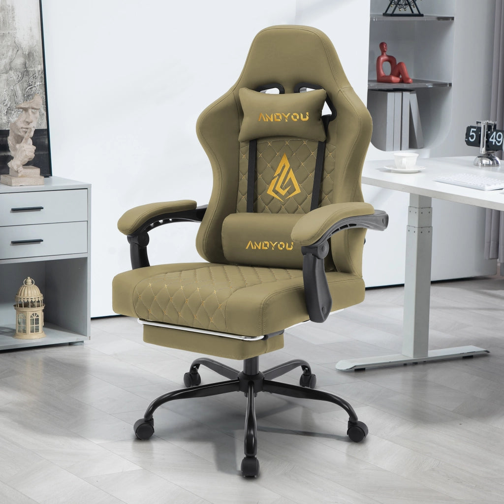 Poltrona Gaming Racing Stile ¨C zephmum ¨C Similpelle Verde