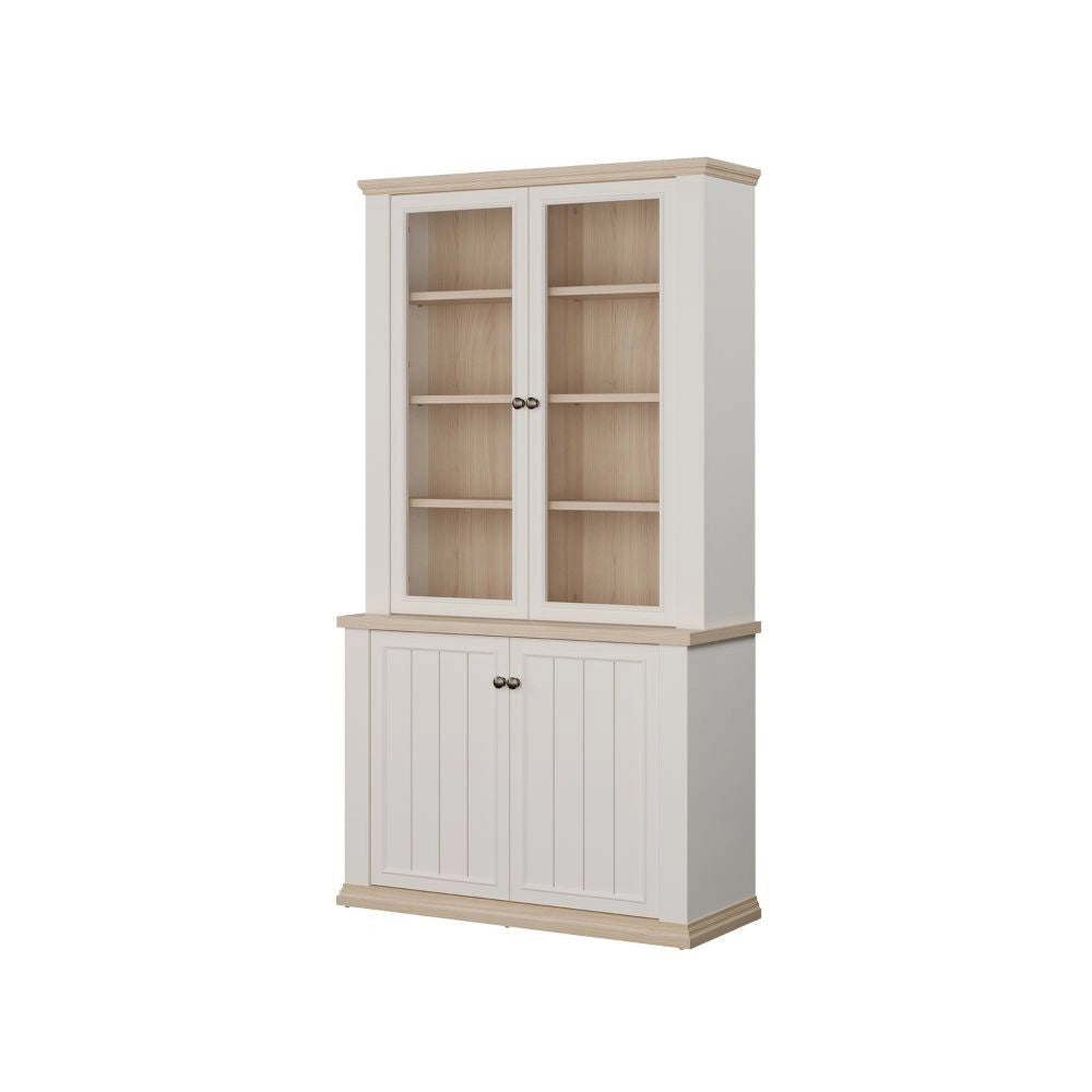 Vetrina Essenza 4 Ante Bianco e Rovere – Stile Classico Moderno
