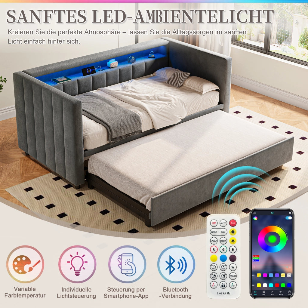 Divano letto multifunzione velluto 90x190 cm