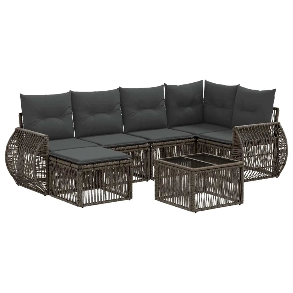 Set Divano da Giardino 7 pcs Grigio e Grigio Scuro polyrattan