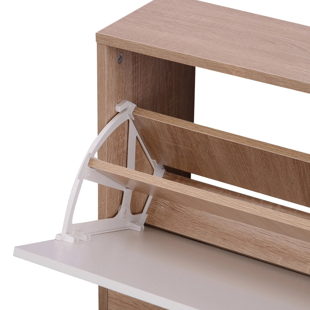EasyComfort Mobile per Ingresso in Legno Set 3 Pezzi con Scarpiera, Appendiabiti e Specchio, 80x27x46.5cm - Color Legno