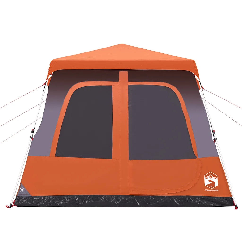Tenda a Cupola 8 Persone-Tenda da campeggio Grigio e Arancione a Rilascio Rapido