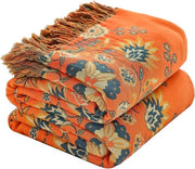 Deken a quadri katoeno, plaid con frange, coperta a boho con reverso, 230x250CM, elegante e morbida coperta per divano, TV, letto, reversibile