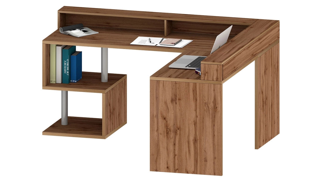 Scrivania Angolare a Giorno 182x160x60x92,5h cm Esse Rovere Wotan