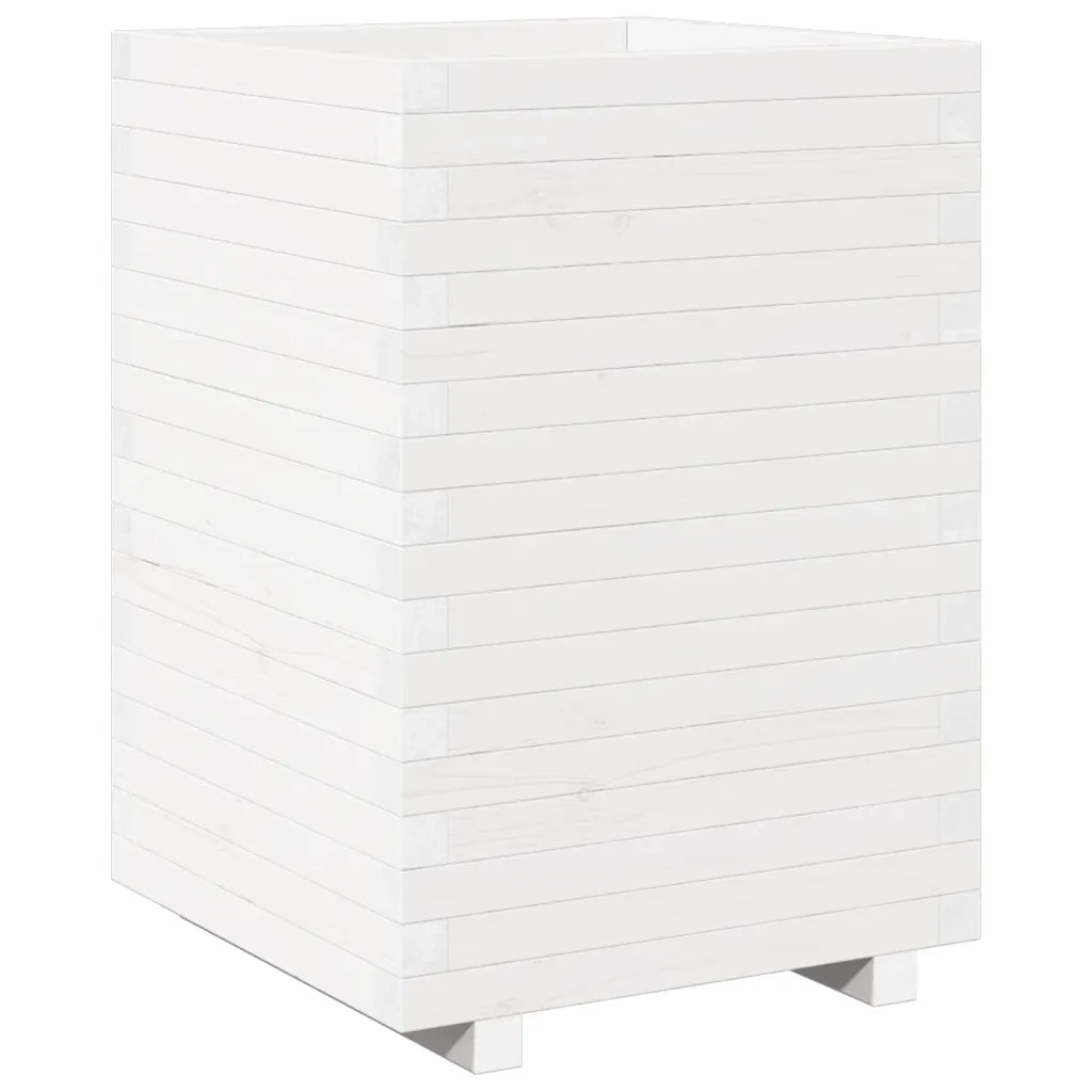Fioriera da Giardino-Vaso da Esterno Bianca 50x50x72,5cm Legno Massello di Pino