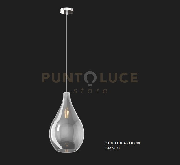 SOSPENSIONE BIANCO 1 LUCE VETRO MEDIO FUME' 1193BI-SM-FU