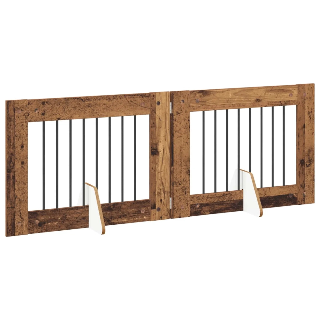 Cancello per cani con supporti 2 pz Legno antico 80 x 60 cm CFW2593585