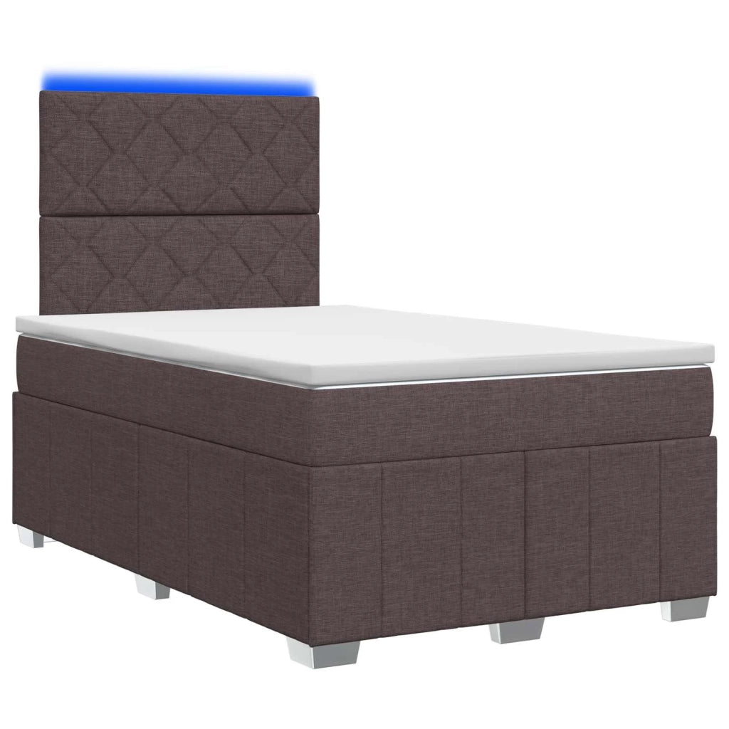 Letto Box Spring LED con Materasso Marrone Scuro 120 x 200 cm 3455587