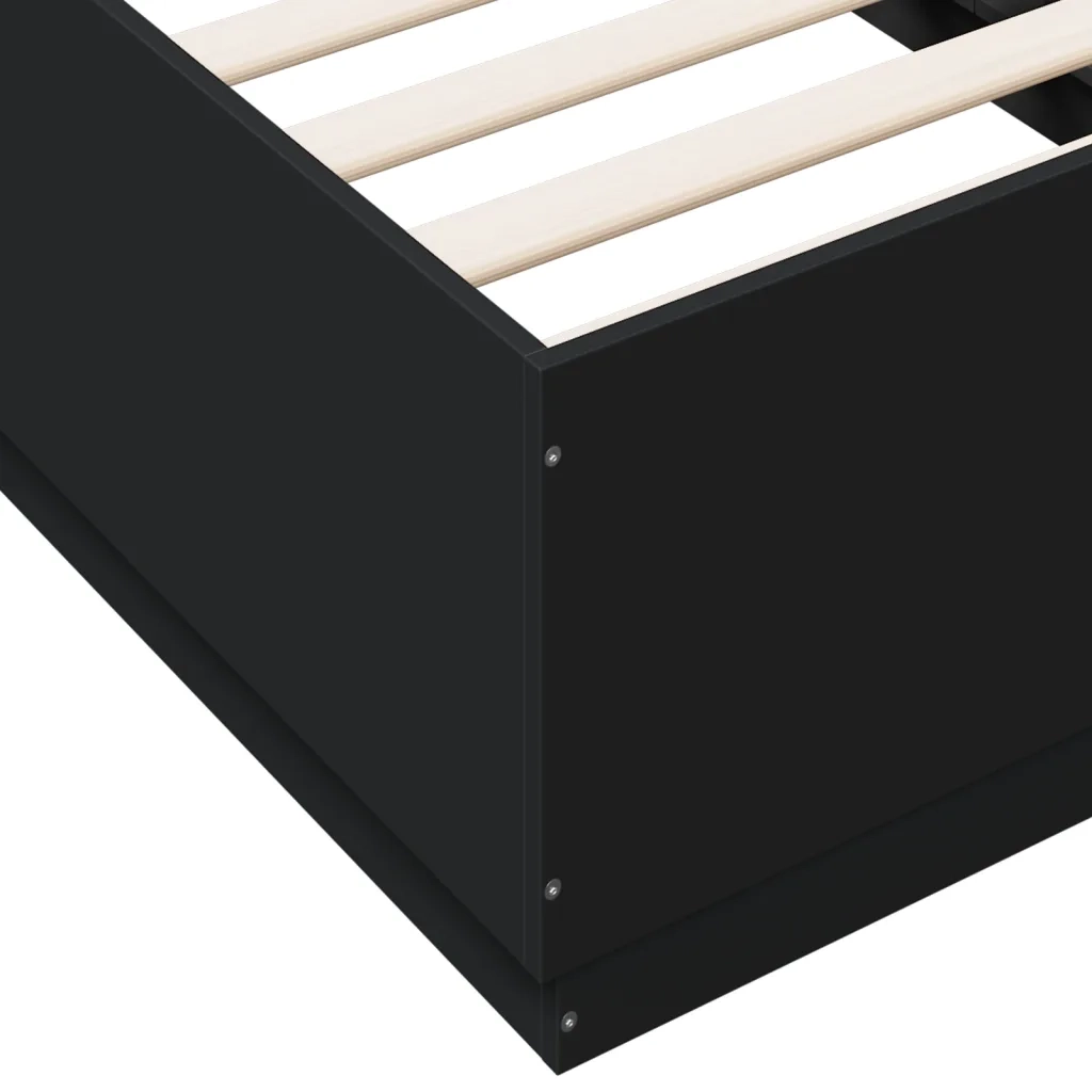 Letto singolo | Letto per adulti | Giroletto Nero 75x190 cm in Legno Multistrato