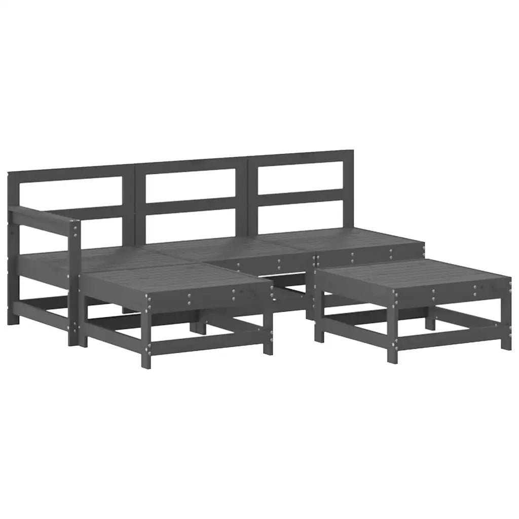 Set Divani da Giardino 5pz con Cuscini in Legno Massello Grigio 3186062