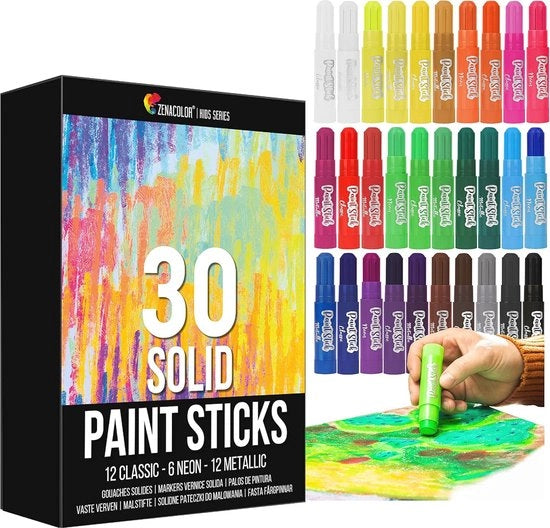Set di 30 pennelli per tempera per bambini - Kit di arte creativa per bambini