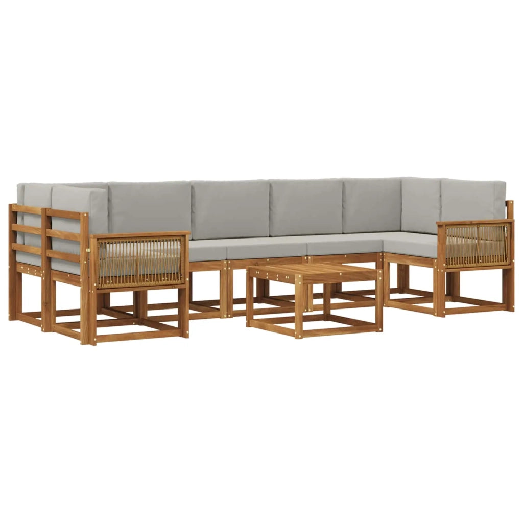 Set di divani da esterno 8 pcs Naturale e Grigio Chiaro 3385077