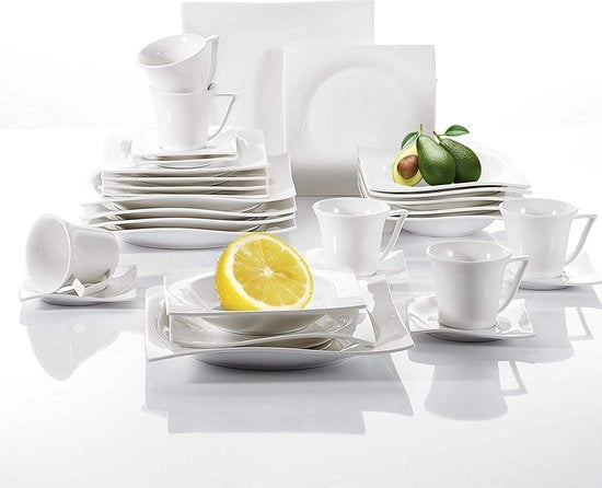 Servizi da tavola in set da 6 persone - set da dessert - piatti, ciotole, tazze - materiale duraturo - alta qualità premium